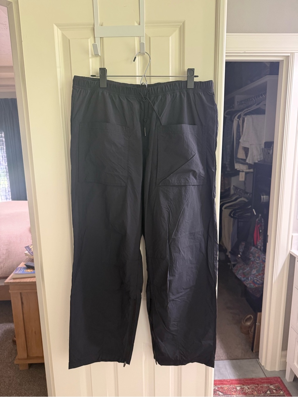 FP Movement by Free People Black Drawstring Track Pants with Leg Zip